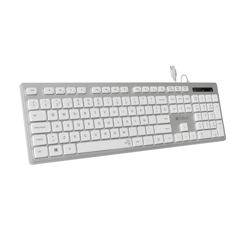 Teclado Subblim Wired Ergo Keys Silent Flat HQ- Plata