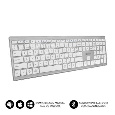 TECLADO SUBBLIM KEYBOARD BLUETOOTH PURE EXTENDED SILVER