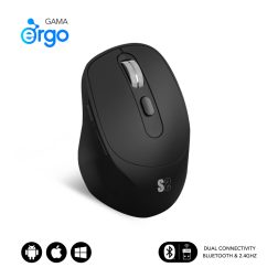 Ratón Ergonómico Inalámbrico por Bluetooth- 2-4GHz Subblim Comfort Ergo Dual Battery- Batería recargable- Hasta 2400 DPI- Negro