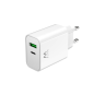 CARGADOR EWENT USB-C Y USB-A QC3-0 AC PD 2 PUERTOS (30 W) BLANCO