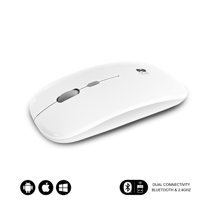 RATON SUBBLIM DUAL FLAT MOUSE WHITE RECHARGEABLE