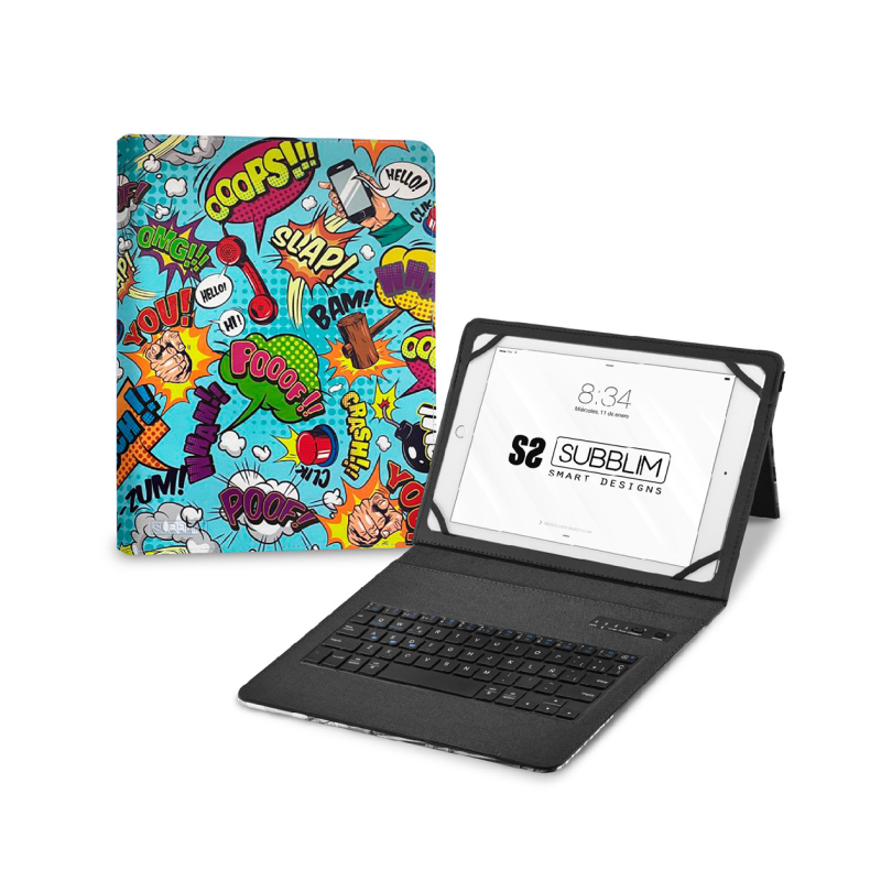 Funda con Teclado Subblim Keytab Pro Bluetooth para Tablets de 9"-11"- Comic