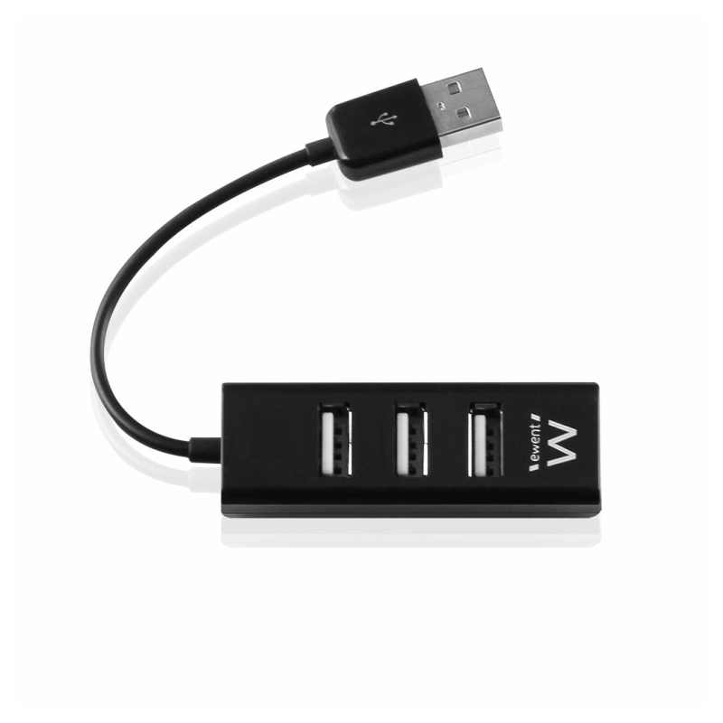 HUB EWENT USB 2-0 HIGH SPEED USB-A 4 PUERTOS NEGRO