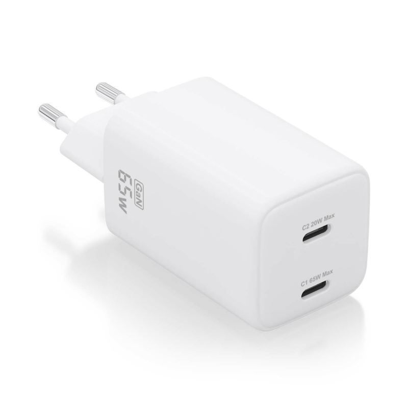 CARGADOR AISENS GAN 65W 2XUSB-C PD3-0 QC4-0 BLANCO