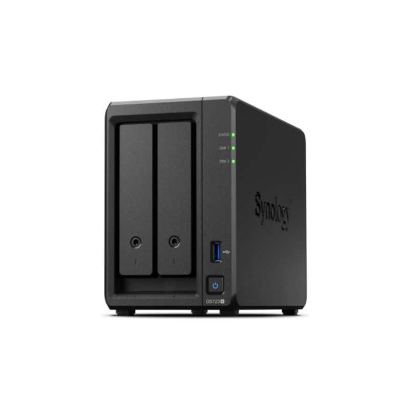 NAS SYNOLOGY DS723+ 2BAHÍAS AMD RYZEN R1600 2 NÚCLEOS 23-1GHZ 2GB DDR4 ECC 32 GB