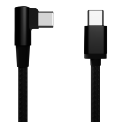 CABLE GEMBIRD USB TIPO C MACHO-MACHO TRENZADO DE ALGODON EN ANGULO, 0,2 M,NEGRO