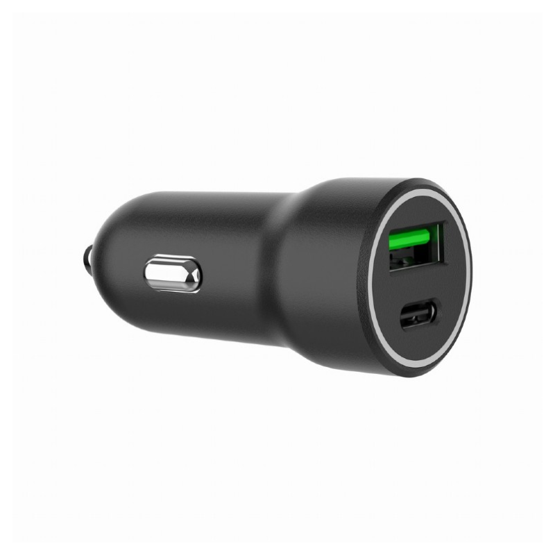 CARGADOR RAPIDO PARA COCHE GEMBIRD CON 2 PUERTOS USB, TIPO C PD, 20 W, NEGRO