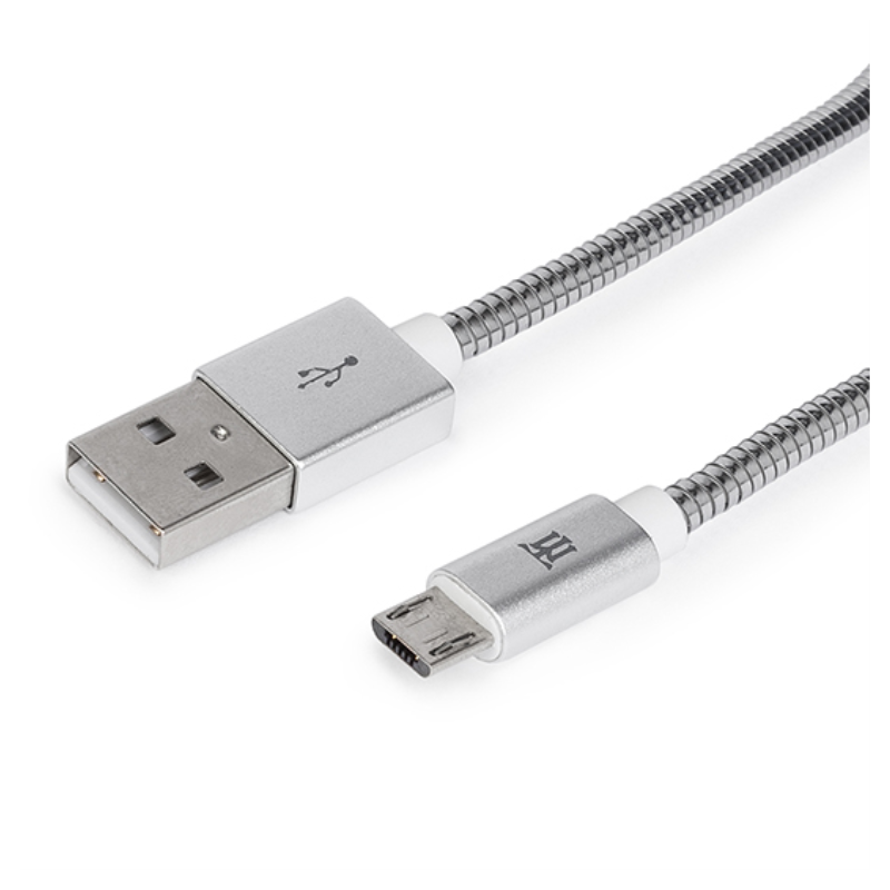 CABLE MAILLON PREMIUM MICRO USB 2,4 METAL PLATEADO 1M