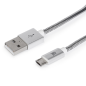 CABLE MAILLON PREMIUM MICRO USB 2,4 METAL PLATEADO 1M