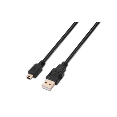 Cable USB 2-0 Aisens A101-0026- USB Macho - MiniUSB Macho- Hasta 2-5W- 60Mbps- 3m- Negro