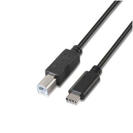 Cable USB 2-0 Impresora Aisens A107-0054- USB Tipo-C Macho - USB Tipo-B Macho- Hasta 9W- 625Mbps- 2m- Negro