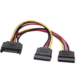 Cable Alimentación Aisens A131-0353- SATA Macho - 2x SATA Hembra- Hasta 54W- 20cm- Negro