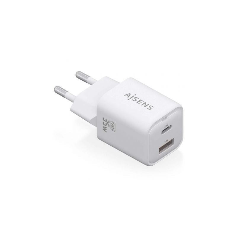 Cargador Gan de Pared Aisens ASCH-35W2P024-W- 1xUSB Tipo-C- 1xUSB- 35W