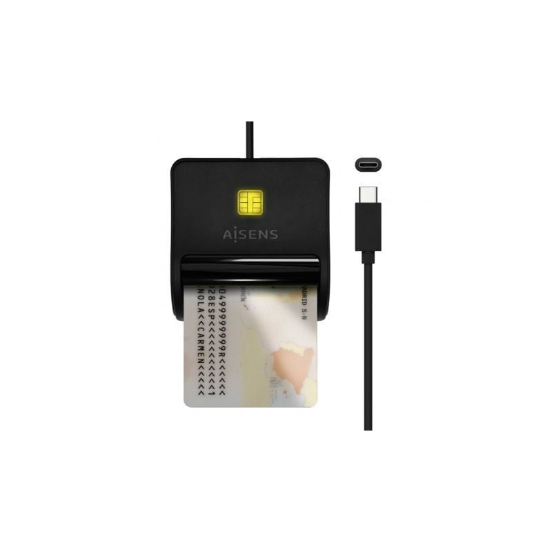 Lector de DNI USB Tipo-C Aisens ASCR-SN03C-BK- Negro