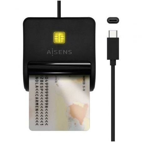 Lector de DNI USB Tipo-C Aisens ASCR-SN03C-BK- Negro