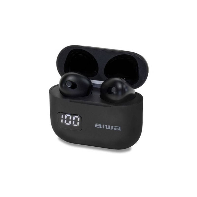 Auriculares Bluetooth Aiwa EBTW-100BK con estuche de carga- Autonomía 3h- Negros