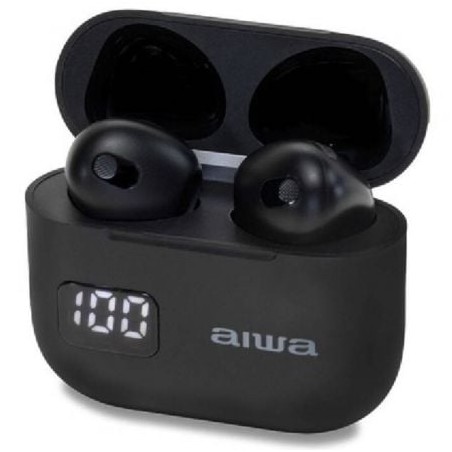 Auriculares Bluetooth Aiwa EBTW-100BK con estuche de carga- Autonomía 3h- Negros