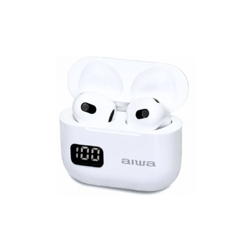 Auriculares Bluetooth Aiwa EBTW-100WT con estuche de carga- Autonomía 3h- Blancos