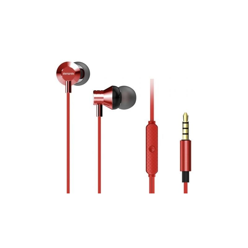 Auriculares Intrauditivos Aiwa ESTM-50RD- con Micrófono- Jack 3-5- Rojo