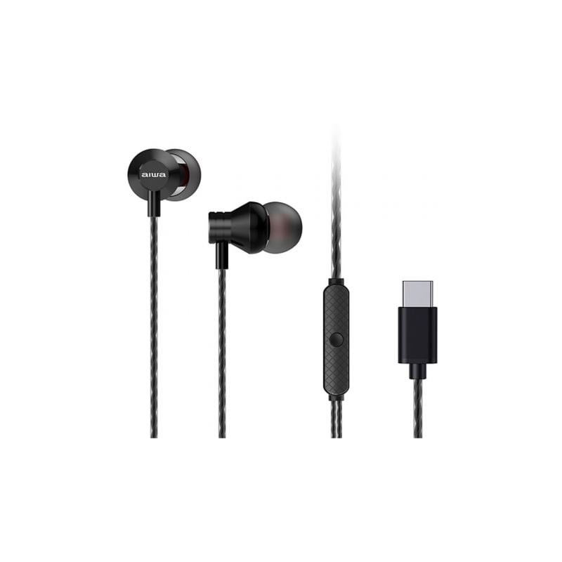 Auriculares Intrauditivos Aiwa ESTM-50USB-C-BK- con Micrófono- USB Tipo-C- Negro