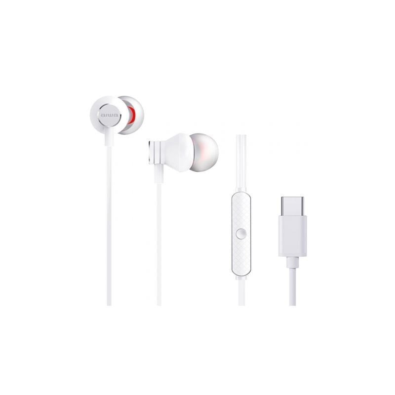 Auriculares Intrauditivos Aiwa ESTM-50USB-C-WT- con Micrófono- USB Tipo-C- Blanco