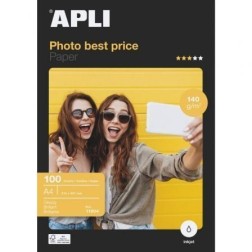 Papel Fotográfico Apli Bestprice 11804- DIN A4- 140g- 100 Hojas- Brillante