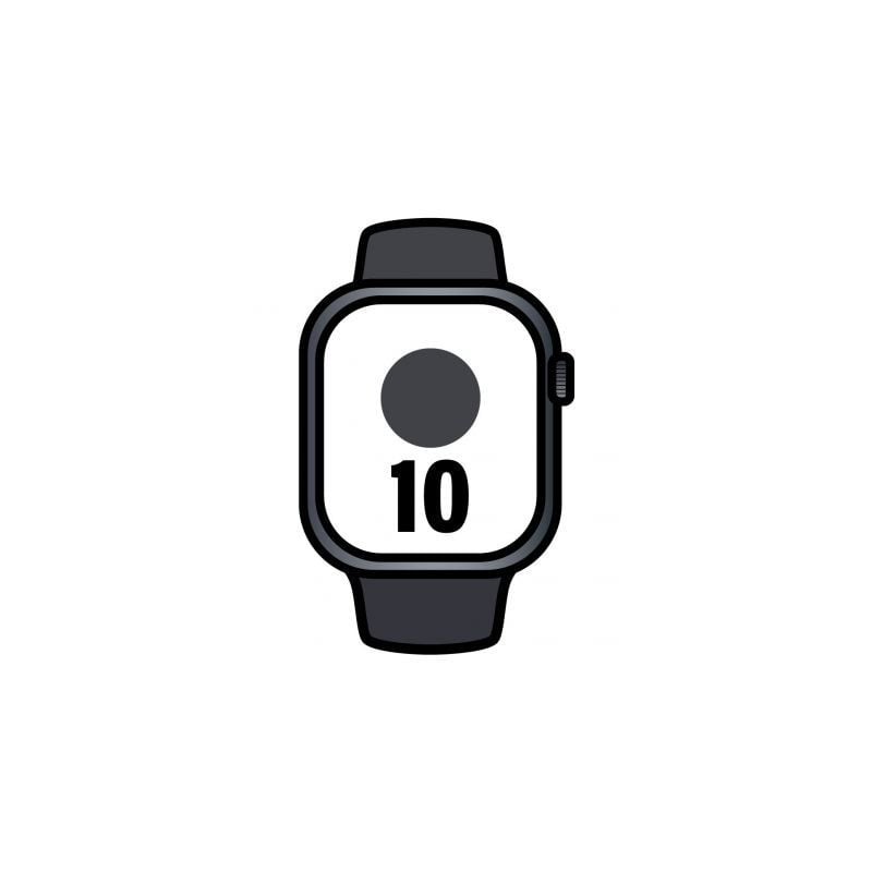 Apple Watch Series 10- GPS- 42mm- Caja de Aluminio Negro Azabache - Correa Deportiva Negra M-L