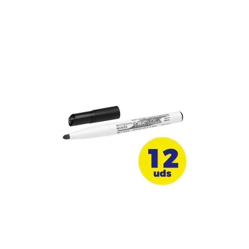 Caja de Rotuladores para Pizarra Bic Velleda 9581711- 2mm- 12 unidades- Negros