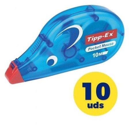 Caja de Correctores de Escritura en Cinta Bic Tipp-Ex Pocket Mouse- 4-2mm x 10m- 10 unidades