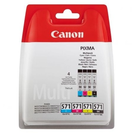 Cartucho de Tinta Original Canon CLI-571 Multipack- Cian- Magenta- Amarillo- Negro