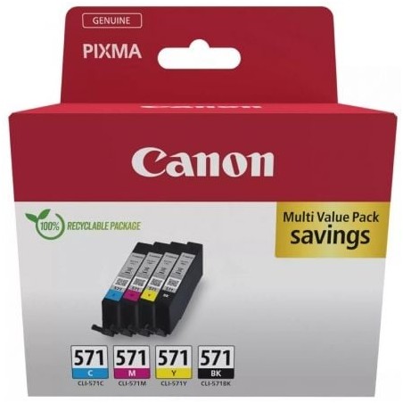 Cartucho de Tinta Original Canon CLI-571 Multipack- Cian- Magenta- Amarillo- Negro