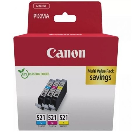 Cartucho de Tinta Original Canon CLI-521 Multipack- Cian- Magenta- Amarillo