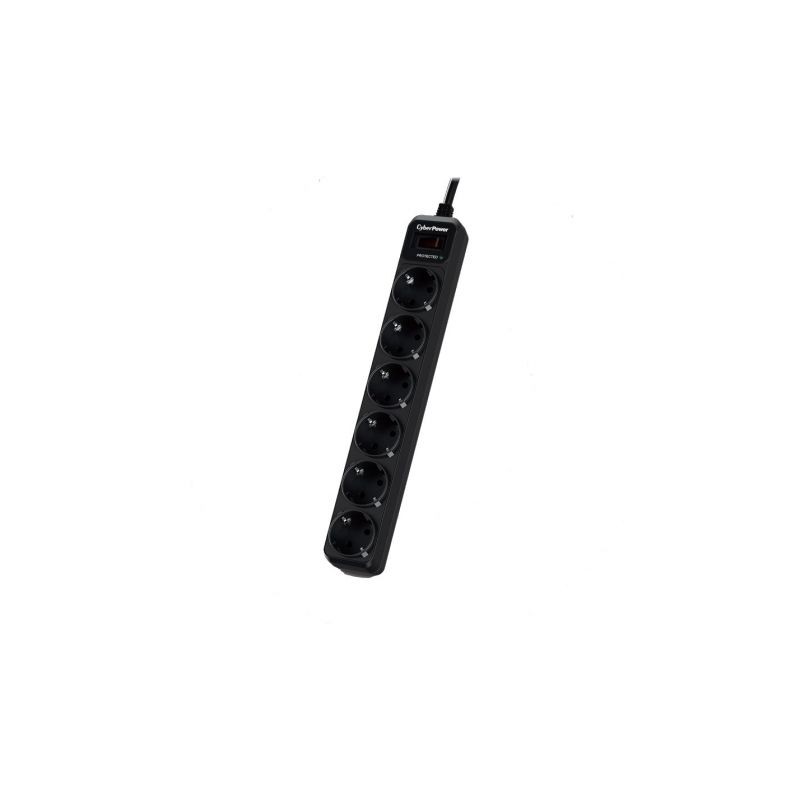 Regleta con interruptor Cyberpower B0620SC0-DE- 6 Tomas de corriente- Cable 1-8m- Negra