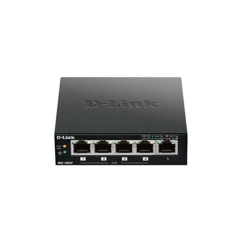 Switch D-Link DES-1005P 5 Puertos- RJ45 10-100Mbps PoE