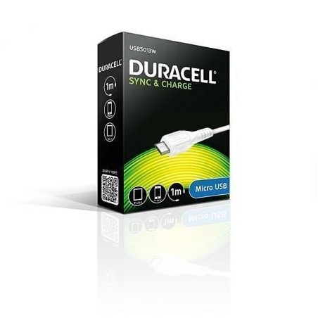 Cable USB 2-0 Duracell USB5013W- USB Macho - MicroUSB Macho- 1m- Blanco