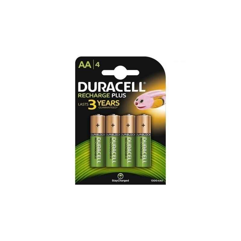 Pack de 4 Pilas AA Duracell HR6-B- 1-2V- Recargables