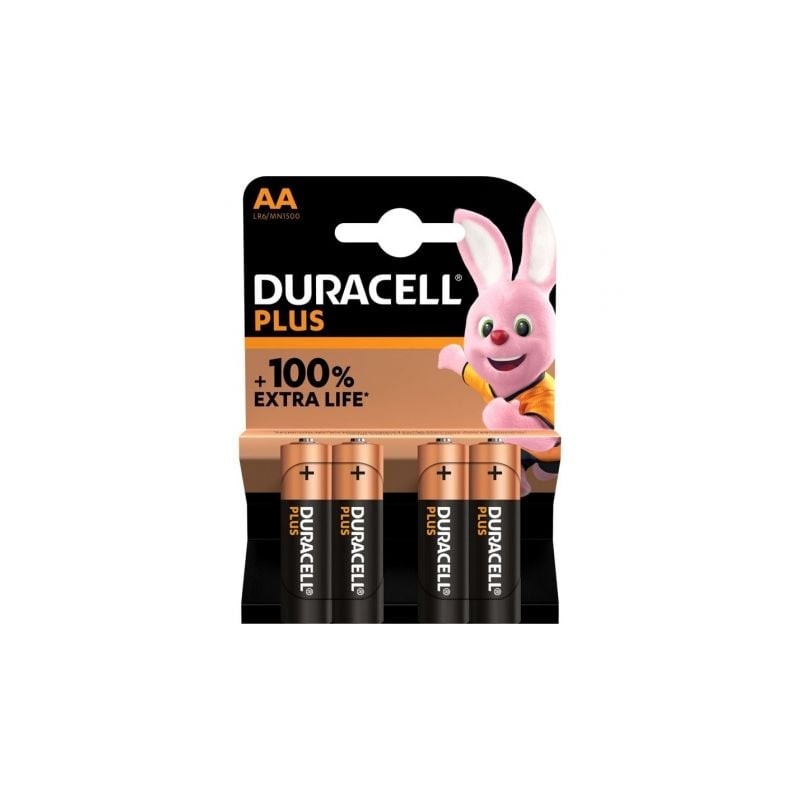 Pack de 4 Pilas AA Duracell Plus Extra Life LR6- 1-5V- Alcalinas