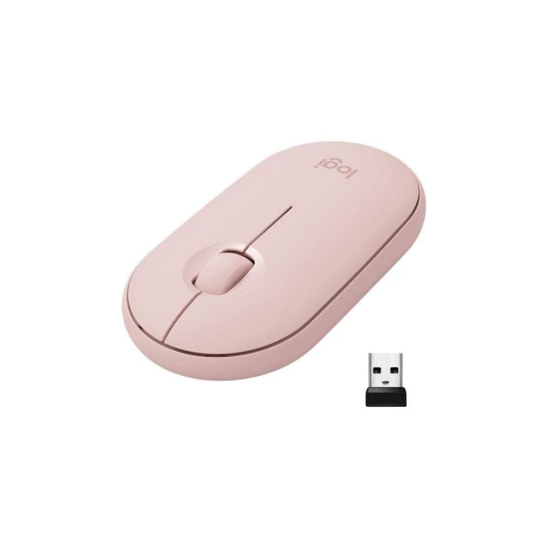 Ratón Inalámbrico por Bluetooth- 2-4GHz Logitech Pebble M350- Hasta 1000 DPI- Rosa