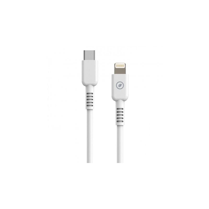 Cable USB 2-0 Tipo-C Lightning Muvit For Change MCUSC0006- USB Tipo-C Macho - Lightning- Hasta 27W- 1-2m- Blanco