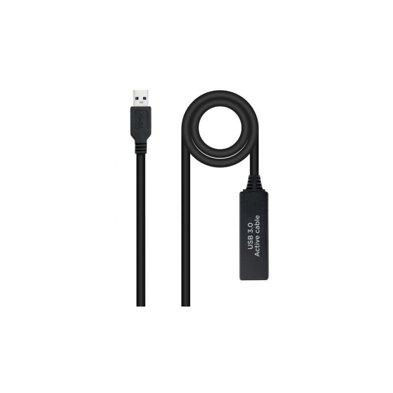 Cable Alargador Amplificador USB 3-0 Nanocable 10-01-0312- USB Macho - USB Hembra- 10m- Negro