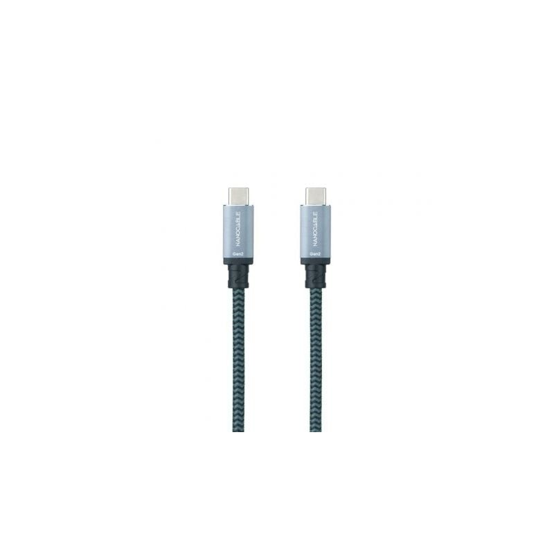 Cable USB 3-2 Nanocable 10-01-4103-COMB- USB Tipo-C Macho - USB Tipo-C Macho- Hasta 100W- 20Gbps- 3m- Gris y Negro