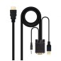 Cable Conversor Nanocable 10-15-4350- HDMI Macho - VGA Hembra - Jack 3-5 Macho - USB Macho- 1-8m- Negro