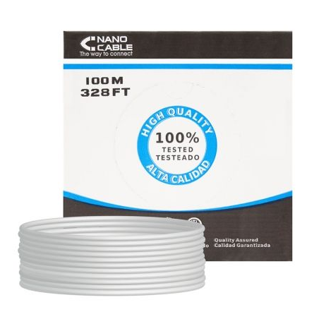 Bobina de Cable RJ45 UTP Nanocable 10-20-0502 Cat-6- 100m- Gris