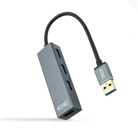 Hub USB 3-0 Nanocable 10-16-4402- 4xUSB- Gris