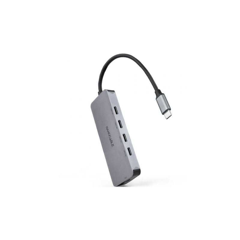 Hub USB Tipo-C Nanocable 10-16-4505- 4xUSB Tipo-C- 1xUSB Tipo-C DP- Gris