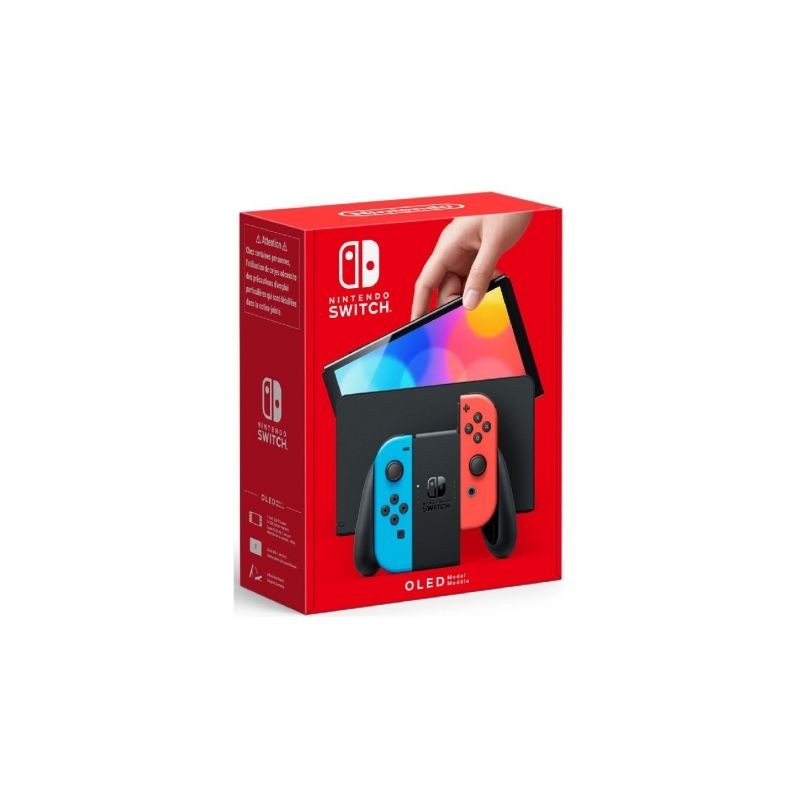 Nintendo Switch Versión OLED Azul Neón-Rojo Neón- Incluye Base- 2 Mandos Joy-Con