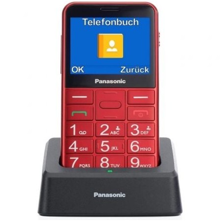 Teléfono Móvil Panasonic KX-TU155EXRN para Personas Mayores- Rojo