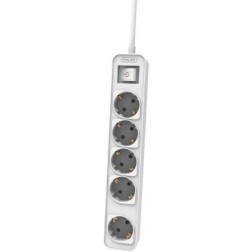 Regleta con Interruptor Philips CHP2154W-10- 5 Tomas de corriente- Cable 1-5m- Blanco