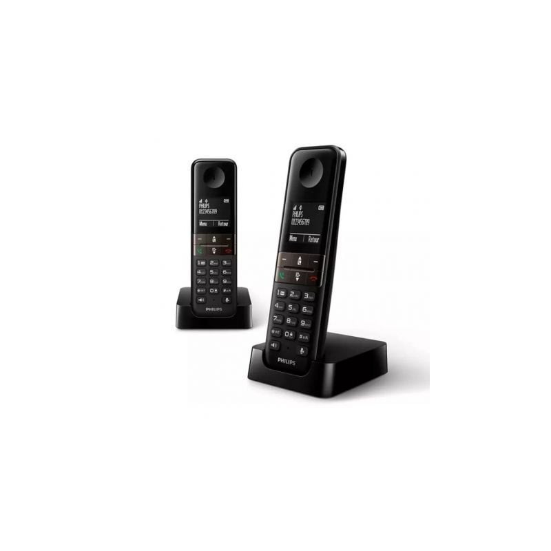 Teléfono Inalámbrico Philips D4702B-34- Pack DUO- Negro