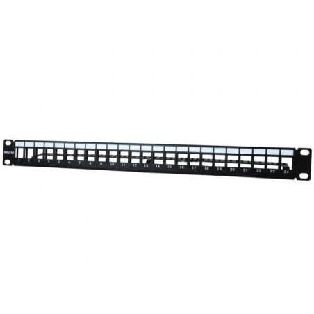 Patch Panel Phasak PA 3424- 24 Puertos- Cat-6- Altura 1U- Gestión de Cable- Conectores RJ45 UTP No Incluidos